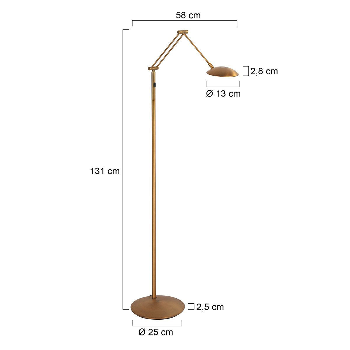 Vloerlamp Steinhauer Daphne 2 4601BR - bronzen leeslamp van metaal en elektronica, verstelbaar licht, klassieke stijl, ideaal voor binnengebruik