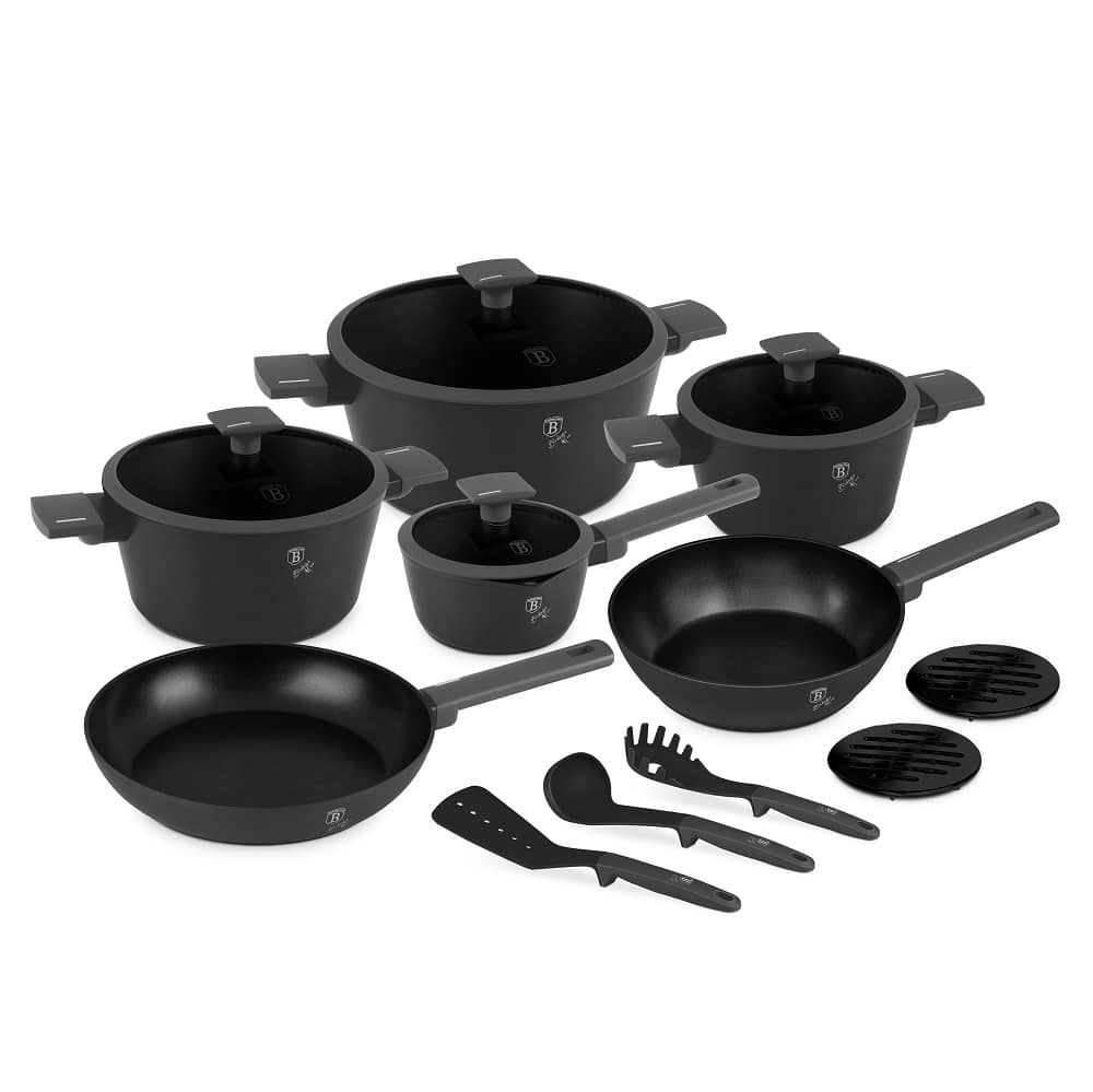 Berlinger Haus BH8141 Pannenset 15-Delig – TitanPro Anti-aanbaklaag – Inductie – Antraciet