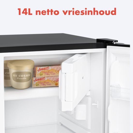 KitchenBrothers Koelkast - 88L Koelvak - 14L Vriesvak - IJskast - Koelvriescombinatie - Frigo - Vrijstaand - Zwart