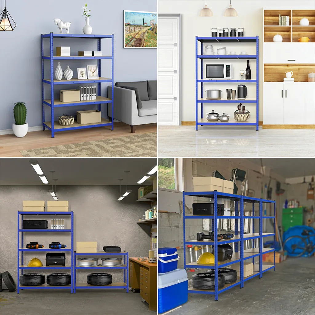 Yaheetech Heavy Duty Opbergrek 120 x 60 x 180 cm - Blauw - Metalen Stellingkast 5 Legborden 875 kg