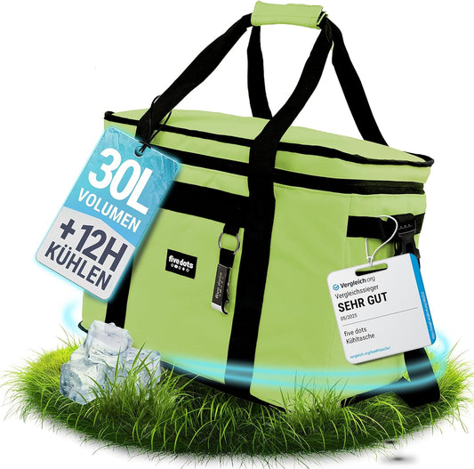 five Dots Koeltas - 30L Inhoud - Waterdicht - 26 x 41 x 31 cm - Groen