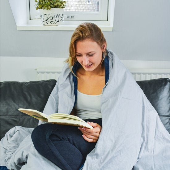 Hoes voor de verzwaringsdeken van EL-Life | Voor de 7kg en 9kg variant van 150x200cm | Gemaakt van 100% biologisch katoen | Blauw & grijs
