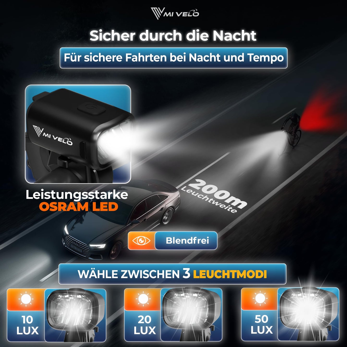 MiVelo Mv-spark fietslamp set - StVZO - USB C oplaadbaar - IPX5 waterdicht - Spark Ultimate