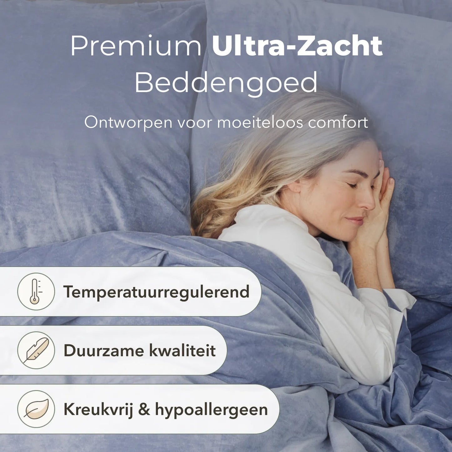 Sjumo Hoeslaken - Silky Smooth - 90 x 200 / 210cm - Faded Blue