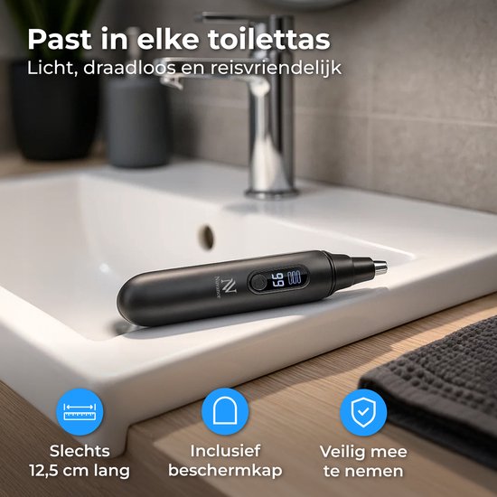 Nuvance Neustrimmer - Oplaadbaar & Afspoelbaar - Neushaartrimmers - Oortrimmer - Mannen & Vrouwen - USB C - Zwart