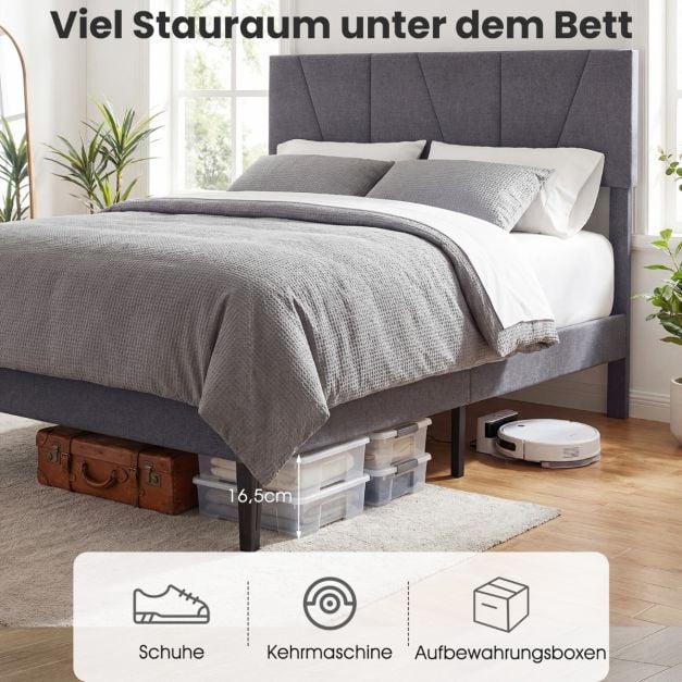 Coast Gestoffeerd Bedframe – 160 x 200 cm – Verstelbaar Hoofdbord – Donkergrijs