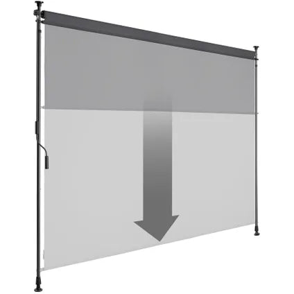 tectake Taija Klemzonnescherm 208 x 310 cm – Balkon- en Terraszonwering – UV-bescherming 50+ – Zonder Boren – Polyester – Antraciet