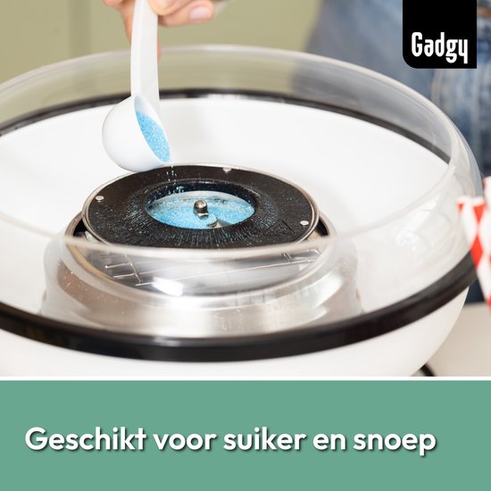 Gadgy Suikerspinmachine Retro Blauw - Met 10 Stokjes en Maatlepel - Suikerspinmakers - Snoep - Kinderfeestje