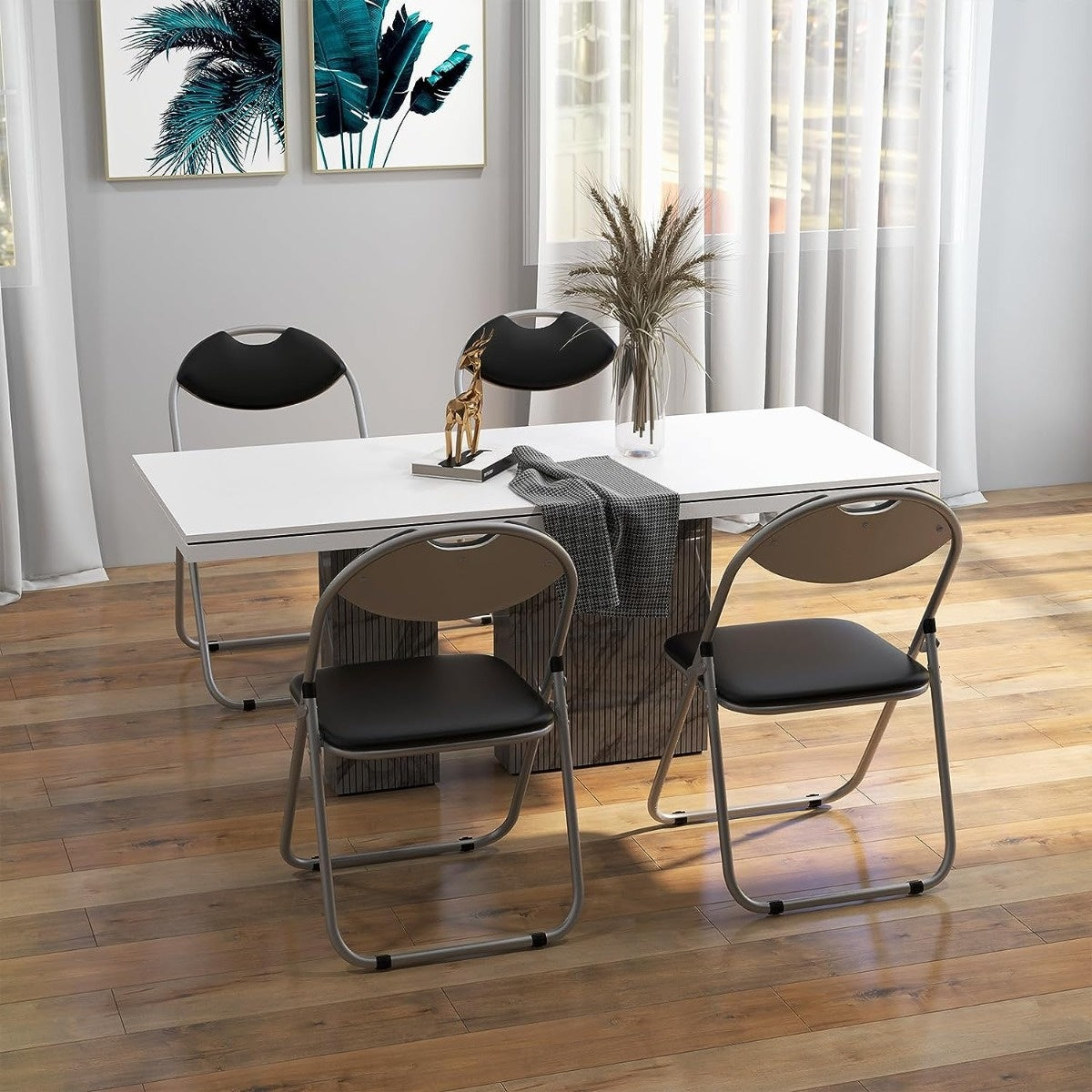 Coast 6er set vouwstoelen met metalen frame en gewatteerde stoelen en niet -slip voetblokken