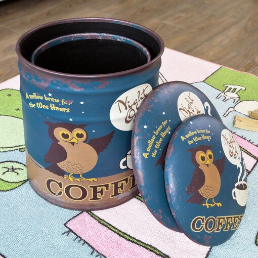 SoBuy Opbergpoef Voetenbankje Set van 2 - Gestoffeerd Krukje met Deksel - 37x30 cm - Koffiebruin