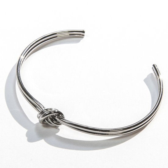 Laura Ferini Dames Armband Nodi Zilver - Zilverkleurige Bangle - 18K Witgoud Verguld - Sieraad - Accessoires - Sieraden - Dames Armbandje