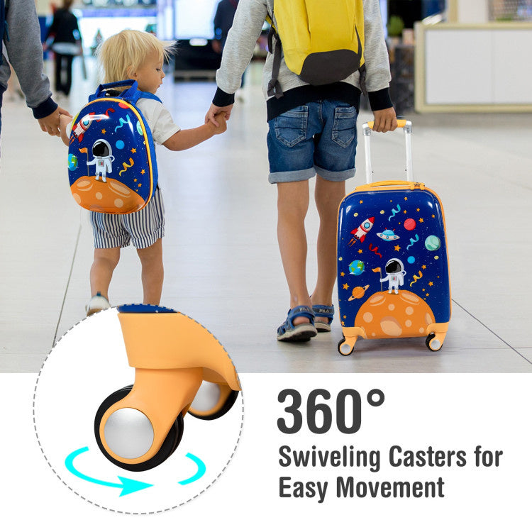 Coast Kinderkofferset 2-delig Kindertrolley + Rugzak Astronaut Blauw