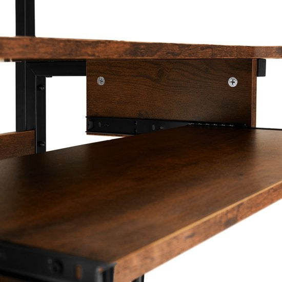tectake - verrijdbaar Bureau Fife 80 x 65,5 x 130,5cm - industrieel donkerbruin - 404726
