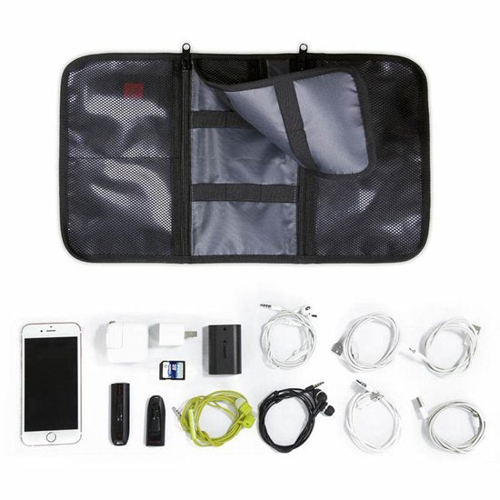 Opvouwbare Kabel Organizer Tas - Set van 2 - Compacte Elektronica Reis Kabeltasje Zwart - Sunflake