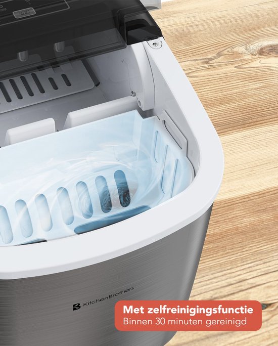 Ijsblokjesmachine - Ijsblokmaker met IJsschep - 9 Blokjes in 8 min. - Draagbaar met Handvat - RVS