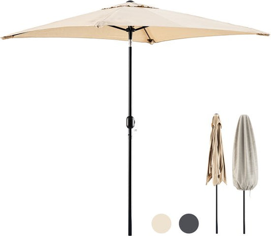 Tristar Stokparasol - Vierkant - 200x200cm - Balkon & Tuin - Kantelbaar - Incl. Beschermhoes - PA-7902 - Beige