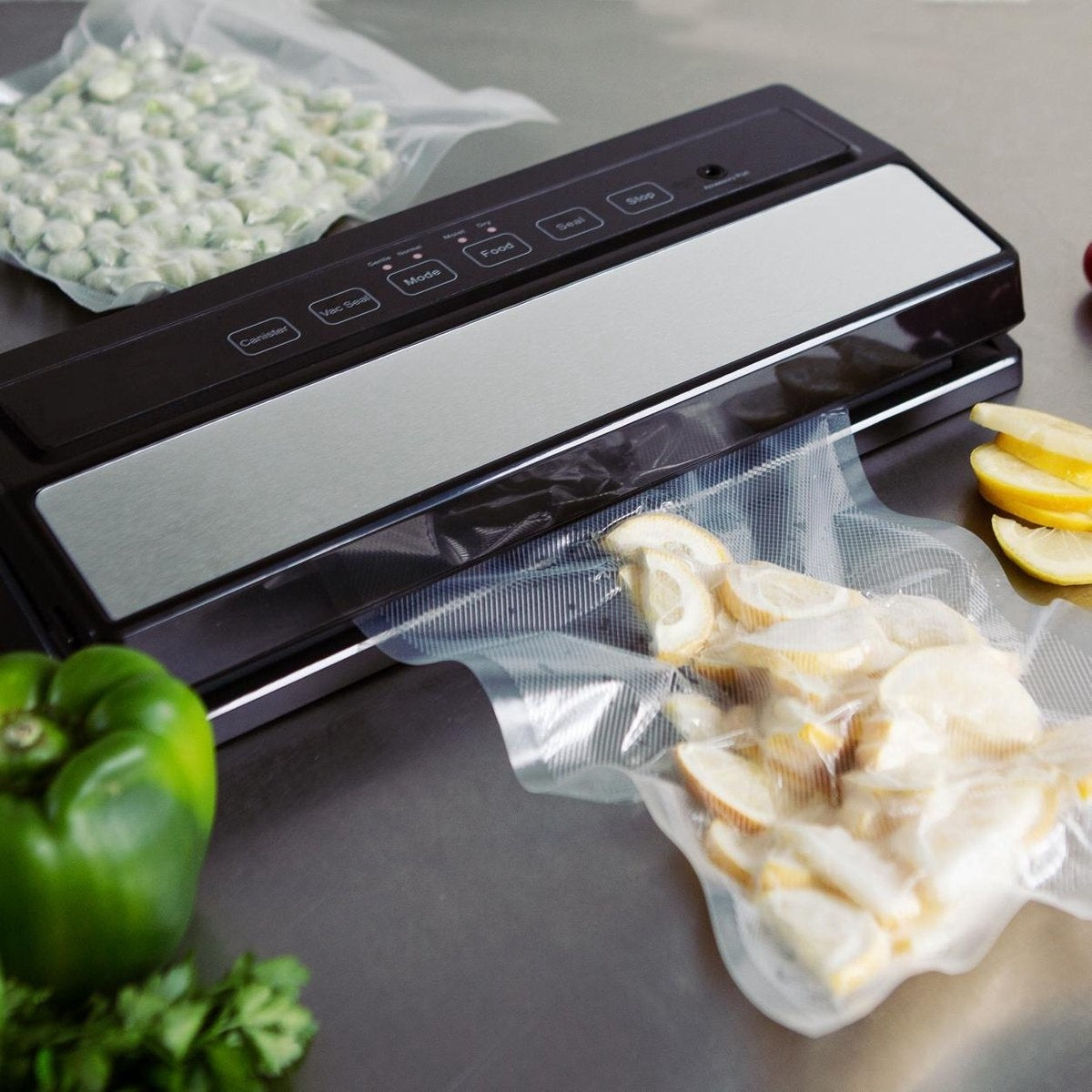 KitchenBrothers Vacumeermachine - Vacuüm Sealer - 4 Standen - Incl. Folierol, Vacumeerzakken en Vacuumslang
