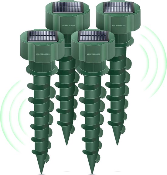 Vulpes Goods® Verjager - Mollenverjager - 4 Stuks - Muizenverjager - Mollenbestrijding - Werkt op zonne-energie - Waterdicht - Diervriendelijk - PRO V2