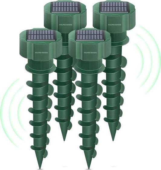 Vulpes Goods® Verjager - Mollenverjager - 4 Stuks - Muizenverjager - Mollenbestrijding - Werkt op zonne-energie - Waterdicht - Diervriendelijk - PRO V2