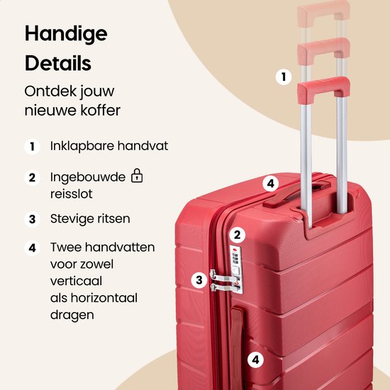 SC Urban Adventurer - Medium Reiskoffer - Cijferslot - 44x27x66cm - 78L - Reiskoffer met Kofferslot - Spinner wielen - Rood V2