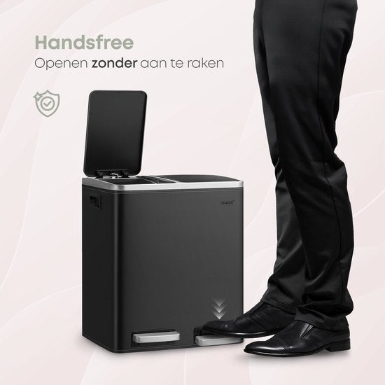 O'DADDY® Prullenbak Afvalscheiding - Softclose 2x 15L Capaciteit - Incl. Afvalzakken - Metaal/Zwart
