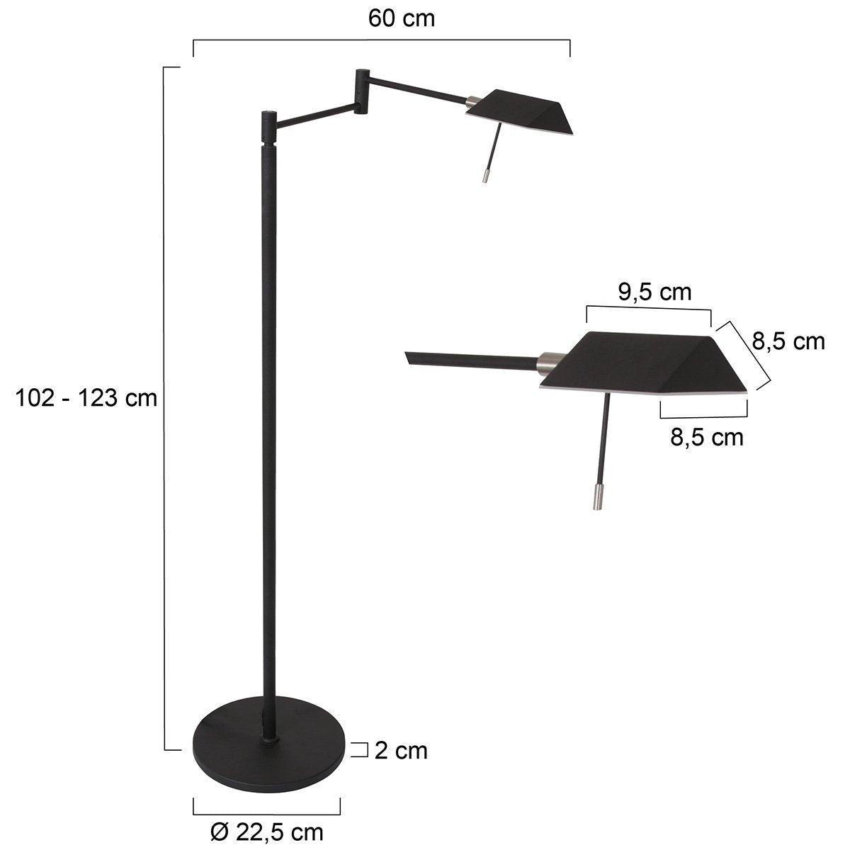 Steinhauer - vloerlamp - Retina - zwart - glas metaal - design lamp - LED - 3083ZW