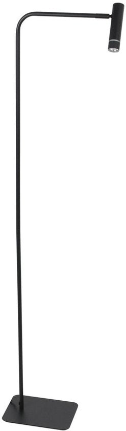 Vloerlamp Steinhauer Volari 4710ZW Zwarte kunststof en metalen lamp 120cm hoog, dim-to-warm LED met draaibare en kantelbare kop voor binnengebruik