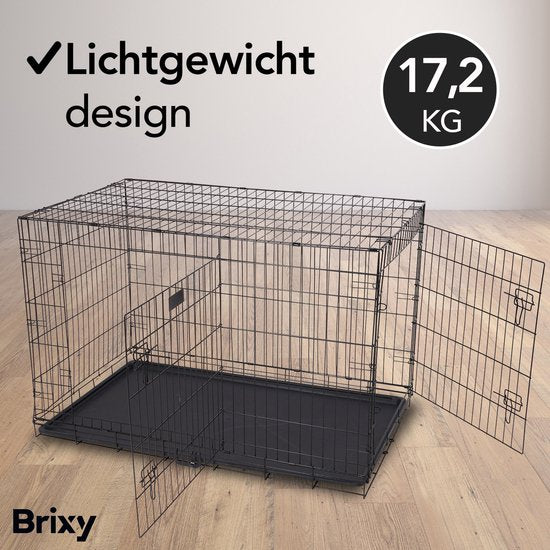 Brixy Hondenbench - Bench Voor Honden - Maat XXL - Opvouwbaar - 122 x 76 x 84 CM - 2 Deuren - Zwart