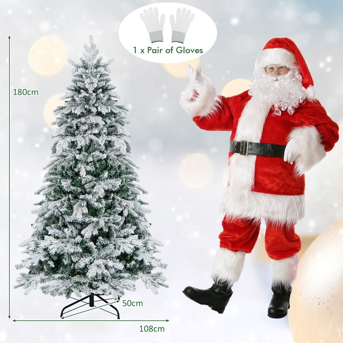 Coast Kunstkerstboom met sneeuw - 1415 Takken - 260 LED Lichtjes - 180 cm