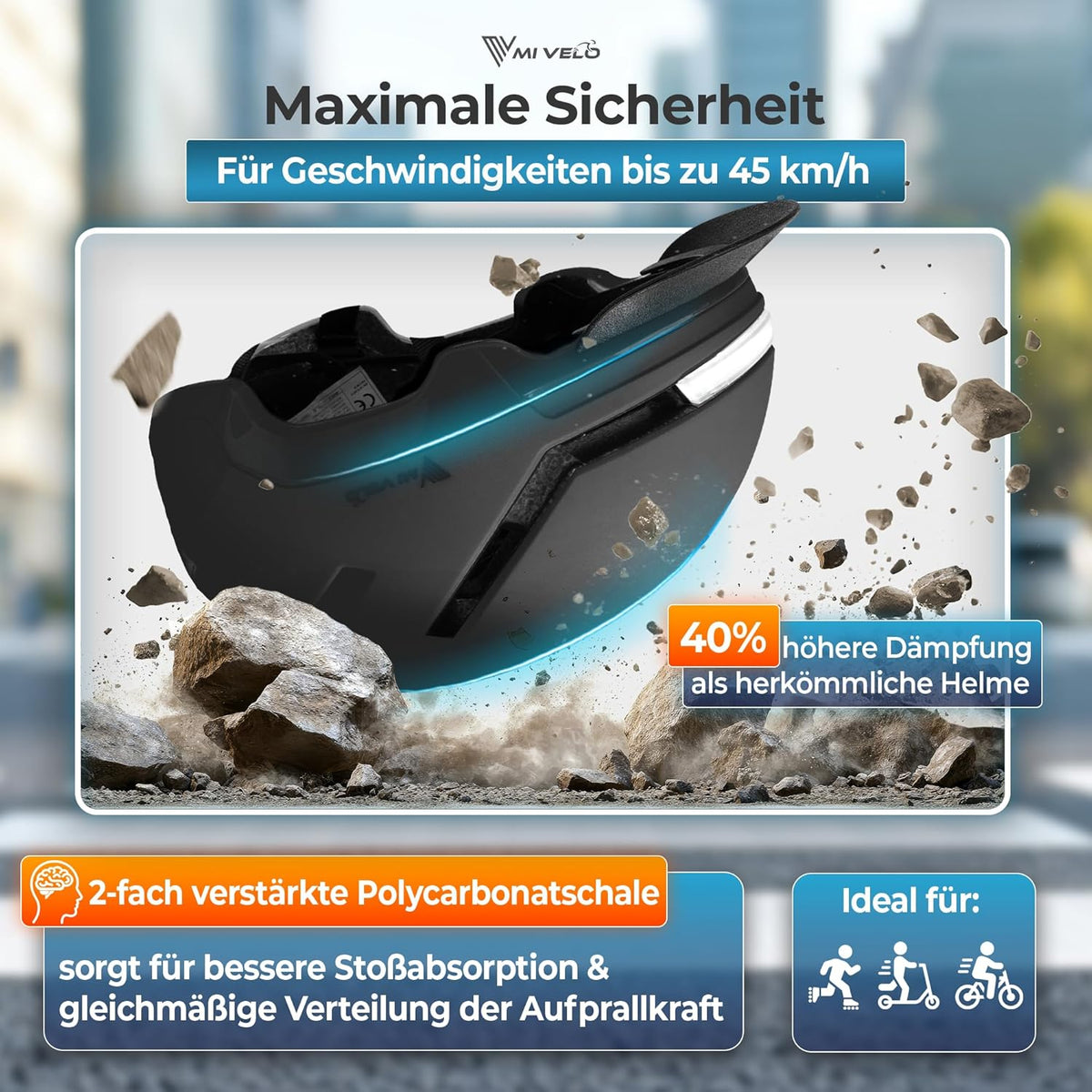 Mivelo Unisex Fietshelm NOVA - Met Lampje - NTA Gecertificeerd tot 45km/h - Zwart - Maat L (57-51 cm)