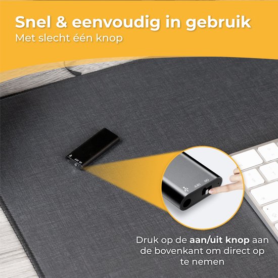 Nuvance - Afluisterapparatuur - Mini Afluisterapparaat - Voice Recorder Digitaal - Spy Recorder - Dictafoon - Afluisteren Opnemen
