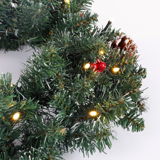 Black Box Trees Creston Set van 2 Kerstbomen en 1 Krans met LED Verlichting - Groen