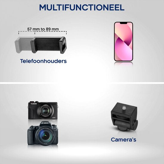 Studio ME Telefoon Statief - 170 cm - Tripod Smartphone - Zwart - Camera Statief - Telefoonhouder - Incl. Bluetooth Afstandsbediening - Tripod Iphone - Statief Telefoon