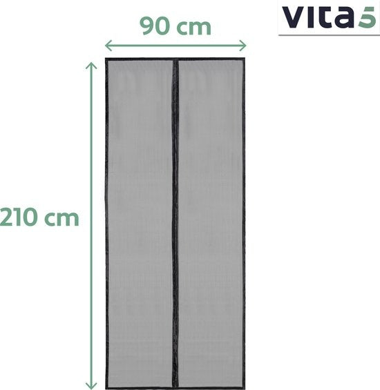 Vita5 Magnetisch Vliegengordijn 90x210 cm - Magnetisch Horgordijn Zwart - Deurgordijn Plastic voor Vliegen - Hordeur