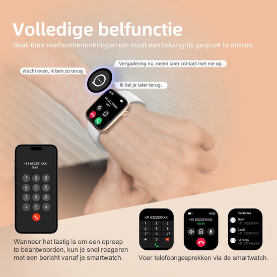 Maoo ProWatch – AMOLED Smartwatch – 43 mm – Bluetooth – Stappenteller – Hartslagmeter – GPS – Waterdicht – 1GB Geheugen – iOS/Android – Rosé Goud