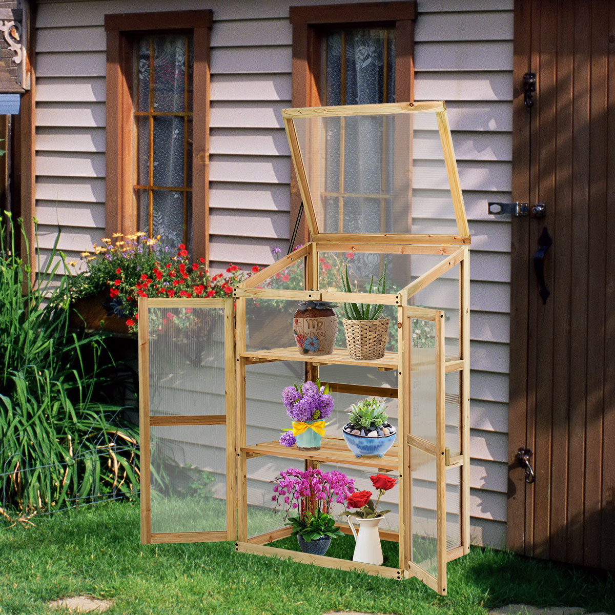 Coast Kleine Houten Tuinkas met 3 Niveaus - 60 x 45 x 100 cm