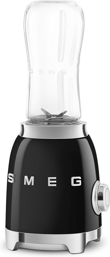 SMEG PBF01BLEU - Persoonlijke blender - Zwart - 600 ml - 300W - Jaren '50 - incl. 2 fles-om-mee-te-nemen