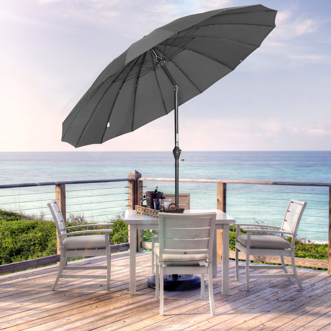 Angel Living Parasol Rond - Ø270cm - Stevig - Kantelbaar - Grijs
