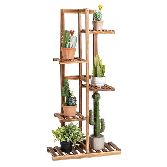 Coast 5-Laags Bloemenrek Bruin 50 x 21 x 103 cm - Vrijstaand Plantenrek van Dennenhout voor Binnen & Buiten
