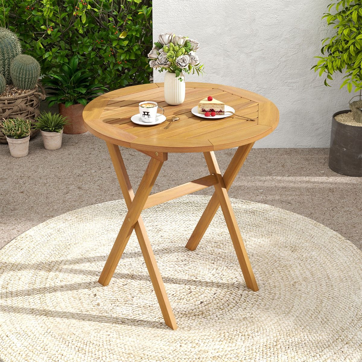 Coast ronde tuintafel - opvouwbaar - acaciahout - 67 cm - naturel