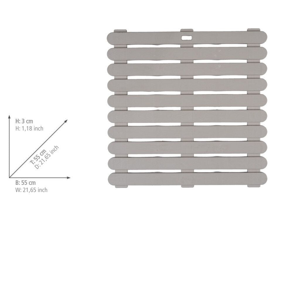 WENKO Indoor & Outdoor Doucherooster Taupe - 55 x 55 cm - Antislip