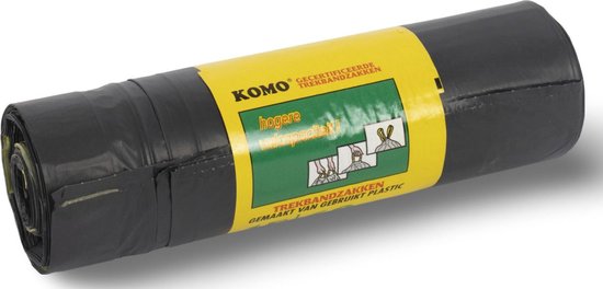 KOMO Afvalzakken met Trekband - 60 Liter - 15 Stuks