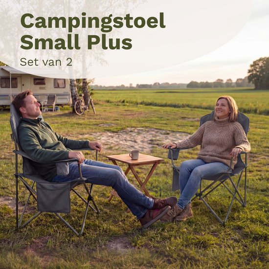 TRVLMORE Campingstoelen XXL - Opvouwbaar - 2-Pack - 160KG Draagvermogen - Incl. Draagtas - Klapstoel - Visstoel - Kampeerstoel - Vouwstoel - Grijs