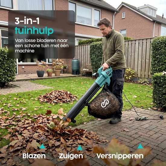 Infinity Goods Elektrische Bladblazer en Zuiger - 3500W - Versnipperfunctie - 45L Opvangzak - Op Snoer - 280 km/u Luchtsnelheid