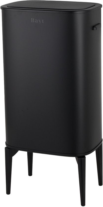 Bayt Prullenbak op pootjes - Prullenbak 60 Liter vuilniszakken - Prullenbak met Sensor - Vuilnisbak - Afvalbak - RVS - Zwart - 53L