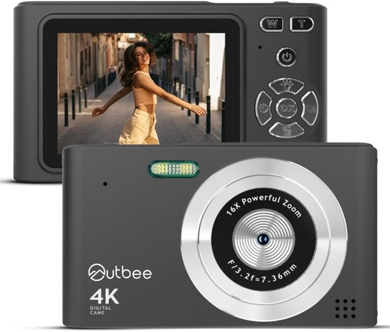 Outbee Digitale camera - Fototoestel - Digitale camera - Compact - Foto's en video's - 8 Beeldresoluties - 128GB - Zwart