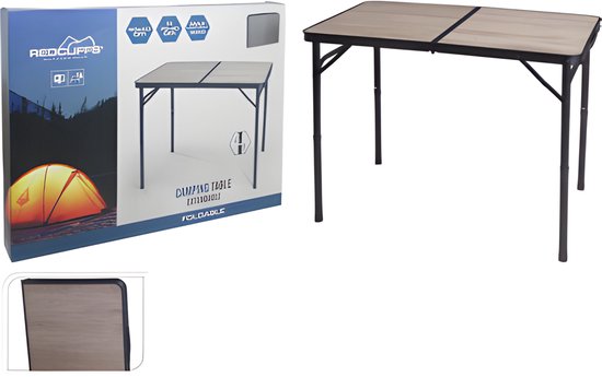 Redcliffs Campingtafel - aluminium - lichtgewicht - hout/zwart - 90 x 60 x 70 cm - verstelbaar/opvouwbaar