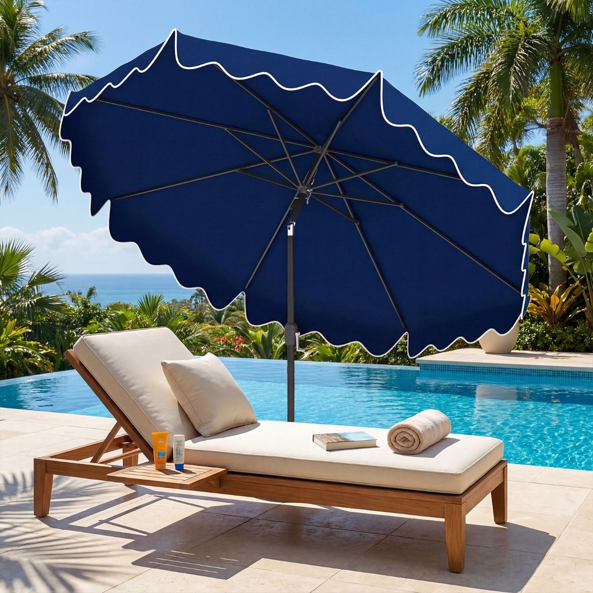 Coast tuinparasol - met zwengel - 30° kantelbaar - blauw 270 cm