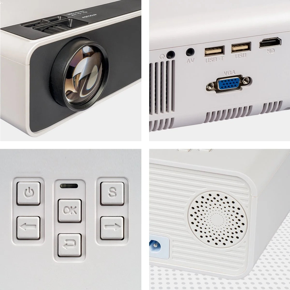 Auronic Mini Beamer - 4500 Lumen - WiFi - 200 inch Projector - HD Ready - HDMI-kabel, Afstandsbediening en Draagtas - Wit