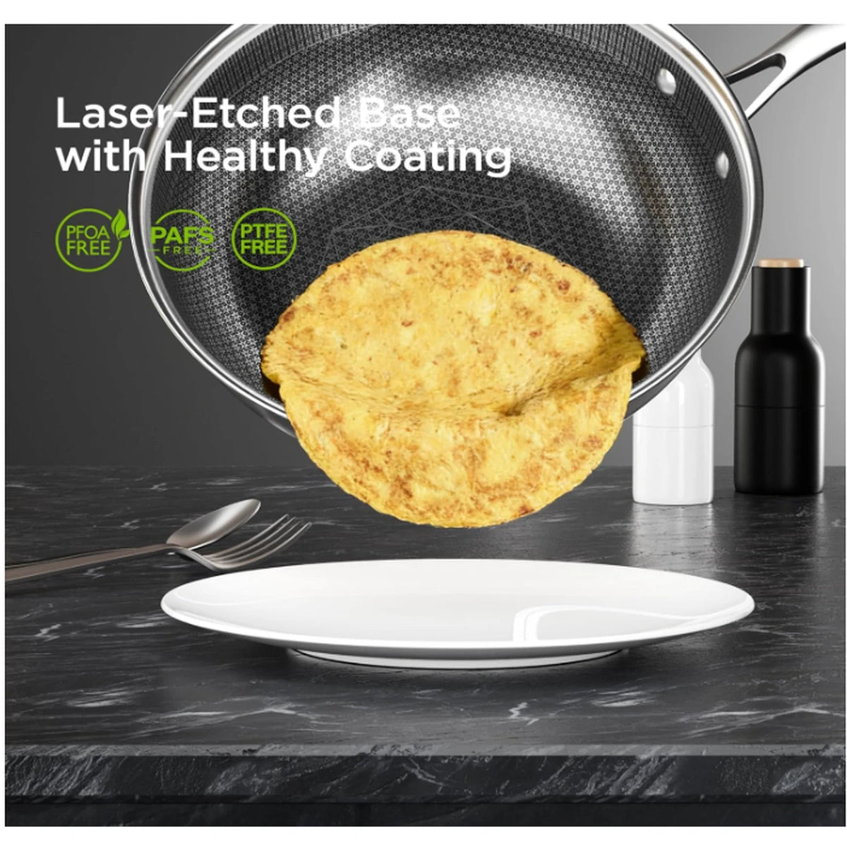 COOKER KING wokpan - 26 cm - 3-laags RVS - antiaanbaklaag